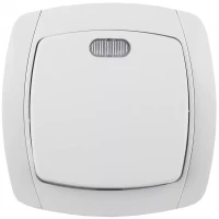 Выключатель СВЕТОЗАР "CITY LIGHT" одноклавишный в сборе, с подсветкой, белый, 10А/~250В SV-54231-W