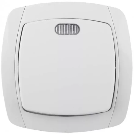 Выключатель СВЕТОЗАР &quot;CITY LIGHT&quot; одноклавишный в сборе, с подсветкой, белый, 10А/~250В SV-54231-W купить в Урае