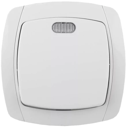 Выключатель СВЕТОЗАР &quot;CITY LIGHT&quot; одноклавишный в сборе, с подсветкой, белый, 10А/~250В SV-54231-W купить в Урае