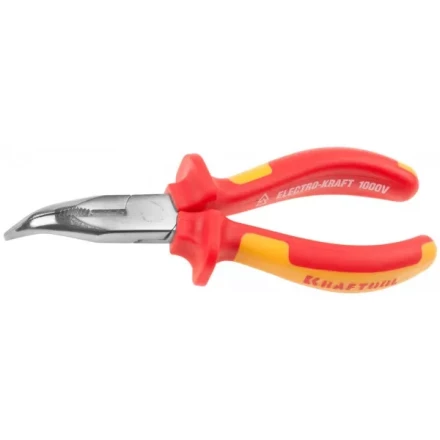 Тонкогубцы &quot;ELECTRO-KRAFT&quot; изогнутые, Cr-Mo сталь, двухкомпонентная маслобензостойкая рукоятка, хромированное покрытие, 160мм, KRAFTOOL 2202-4-16 2202-4-16_z01 купить в Урае