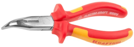 Тонкогубцы &quot;ELECTRO-KRAFT&quot; изогнутые, Cr-Mo сталь, двухкомпонентная маслобензостойкая рукоятка, хромированное покрытие, 160мм, KRAFTOOL 2202-4-16 2202-4-16_z01 купить в Урае