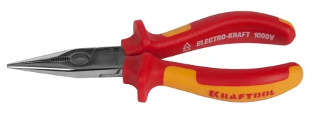Тонкогубцы &quot;ELECTRO-KRAFT&quot;, Cr-Mo сталь, двухкомпонентная маслобензостойкая рукоятка, хромированное покрытие, 160мм. KRAFTOOL 2202-3-16 2202-3-16_z01 купить в Урае