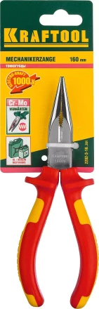 Тонкогубцы &quot;ELECTRO-KRAFT&quot;, Cr-Mo сталь, двухкомпонентная маслобензостойкая рукоятка, хромированное покрытие, 160мм. KRAFTOOL 2202-3-16 2202-3-16_z01 купить в Урае