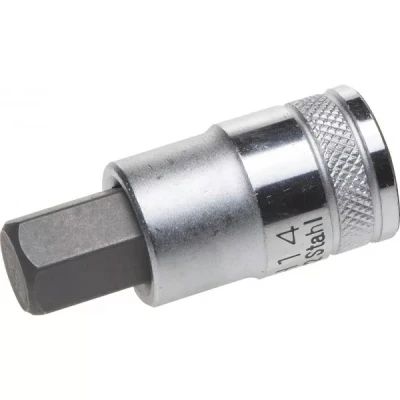 Торцовая бита-головка KRAFTOOL "INDUSTRIE QUALITAT", материал S2, HEX, сатинированная, 1/2", H14 27908-14_z01