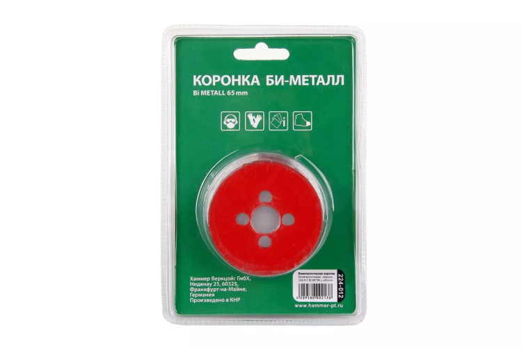 Коронка биметаллическая HAMMER Ф65х38мм 5/8" BiMETALL (224-012) купить в Урае