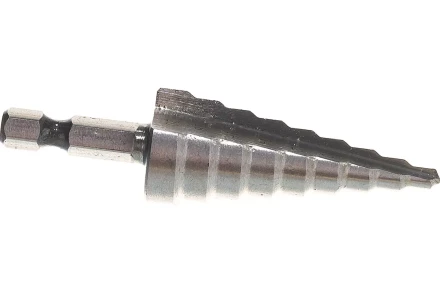 Сверло ступенчатое по металлу 4-6-8-10-12-14-16-18-20мм, P6M5, шестигранный хвостовик Вихрь 73/10/6/17 купить в Урае