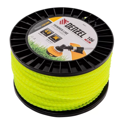 Леска для триммера витой квадрат, 4,0мм х 106м, на DIN катушке FLEX CORD// Denzel 96803 купить в Урае
