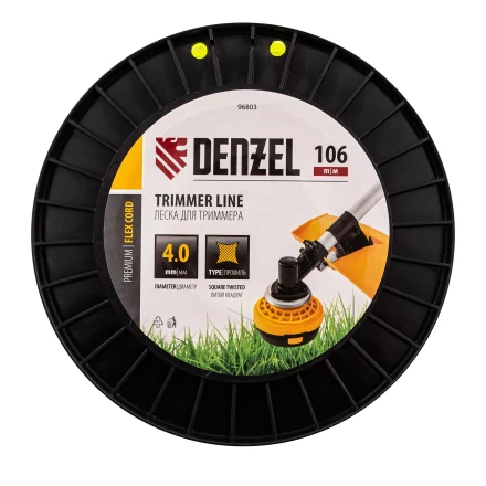 Леска для триммера витой квадрат, 4,0мм х 106м, на DIN катушке FLEX CORD// Denzel 96803 купить в Урае