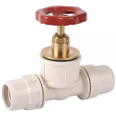 Кран ЗУБР &quot;ШиреФит&quot; запорный в сборе &quot;штуцер с гайкой - кран запорный с маховиком - штуцер с гайкой&quot;, 26мм 51571-26 купить в Урае