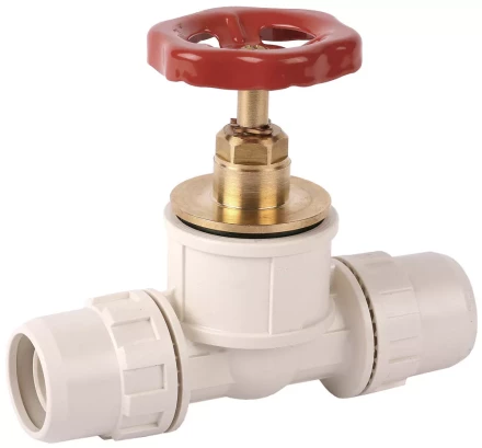 Кран ЗУБР &quot;ШиреФит&quot; запорный в сборе &quot;штуцер с гайкой - кран запорный с маховиком - штуцер с гайкой&quot;, 26мм 51571-26 купить в Урае