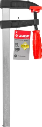 Струбцина ЗУБР &quot;МАСТЕР&quot;, тип &quot;F&quot;, пластмассовая ручка, стальная закаленная рейка, 80х300мм 32150-080-300 купить в Урае