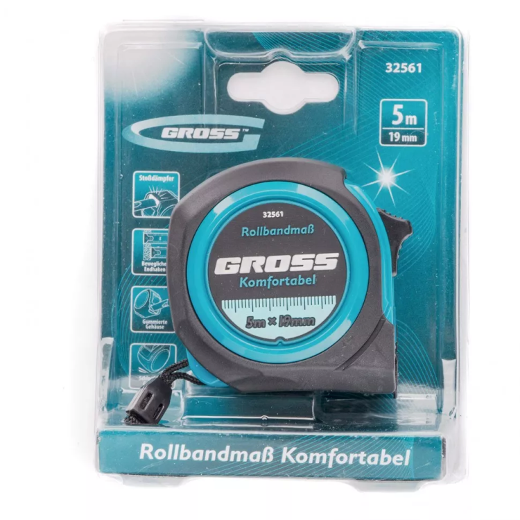 Рулетка Komfortabel 5 м х 19 мм обрезиненный корпус Gross 32561 купить в Урае