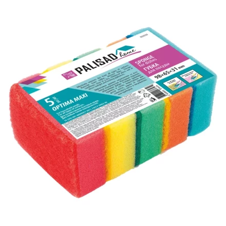 Губки для посуды Optima MAXI, 98 x 65 x 31 мм, 5 шт., Home Palisad 923535 купить в Урае