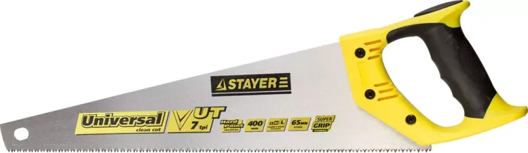 Ножовка универсальная (пила) STAYER Universal 400 мм, 7 TPI, закаленный зуб, рез вдоль и поперек волокон, для средних заготовок, фанеры, ДСП, МДФ 1510-40_z01 купить в Урае