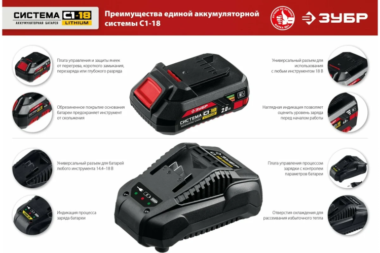 Аккумуляторная батарея Li-Ion, 18 В, 4 Ач, тип С1 АКБ-С1-18-4 купить в Урае