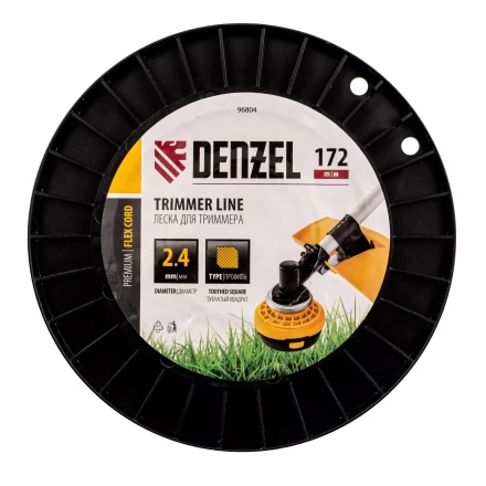 Леска для триммера зубчатый квадрат, 2,4мм х 172м, на DIN катушке FLEX CORD// Denzel 96804 купить в Урае