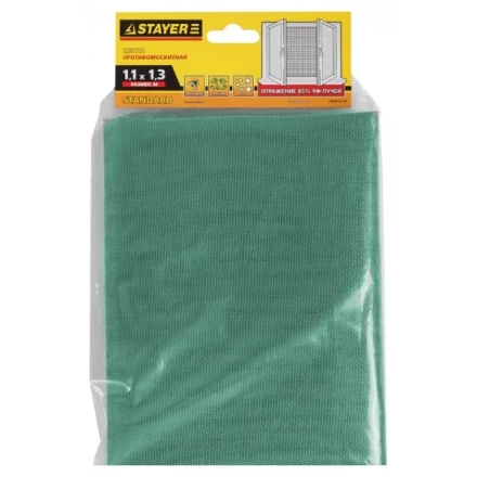 Сетка STAYER &quot;STANDARD&quot; противомоскитная для окон, в индивидуальной упак, стекловолокно+ПВХ, зеленая, 1,1х1,3м 12517-11-13 купить в Урае