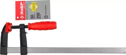 Струбцина ЗУБР &quot;МАСТЕР&quot;, тип &quot;F&quot;, пластмассовая ручка, стальная закаленная рейка, 50х250мм 32150-050-250 купить в Урае