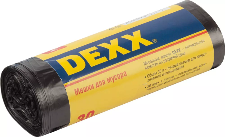 Мешки для мусора DEXX, черные, 30л, 30шт 39150-30 купить в Урае