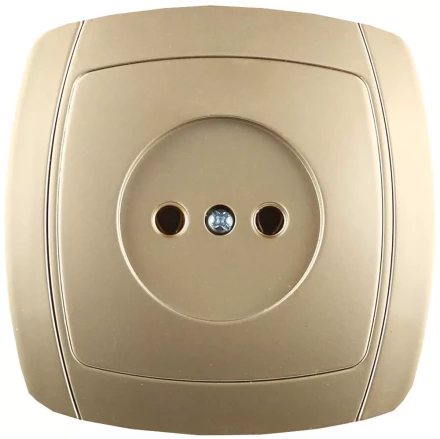 Розетка СВЕТОЗАР &quot;АКЦЕНТ&quot; одинарная в сборе, без заземления, цвет золотой металлик, 16А/~250В SV-54200-GM купить в Урае