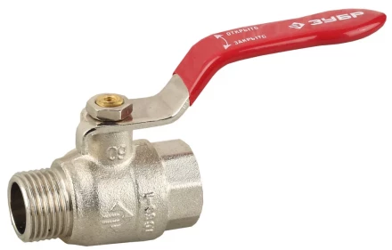 Кран ЗУБР шаровой 3/4&quot; полнопроходной &quot;мама-папа&quot;, ручка, никелированная латунь 51351-N-3/4 купить в Урае