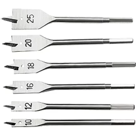 Набор сверл перовых по дереву 10-12-16-18-20-25 мм 6 штук 6-гранный хвостовик СИБРТЕХ 704155 купить в Урае