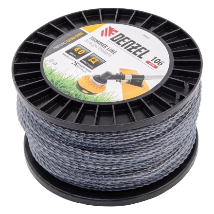 Леска для триммера двухкомпонентная витой квадрат, 4,0мм х 106м, на DIN катушке EXTRA CORD// Denzel 96826 купить в Урае