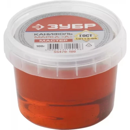 Канифоль ЗУБР для паяльных работ, пластиковая банка, 100г 55470-100 купить в Урае
