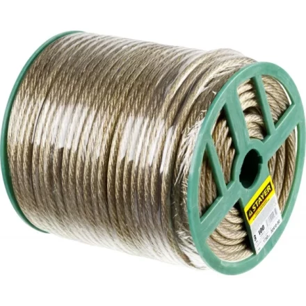 Трос стальной в полимерной оболочке, d=8,0 мм, L=100 м, STAYER Master 30410-80 30410-80 купить в Урае