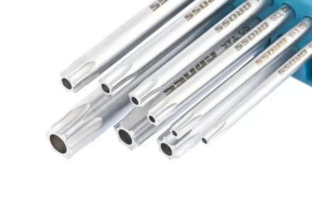 Набор ключей имбусовых TORX-TT T10-T50 удлиненные S2 сатинированные 9 шт Gross 16407 купить в Урае
