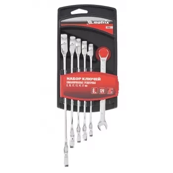 Набор ключей комбинированных трещеточных 6 штук Matrix 14511 купить в Урае