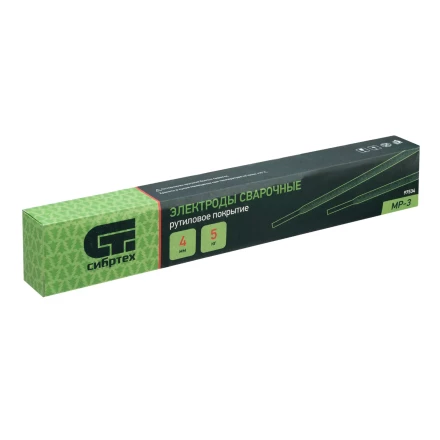 Электроды MP-3, диам. 4 мм, 5 кг., рутиловое покрытие Сибртех 97534 купить в Урае
