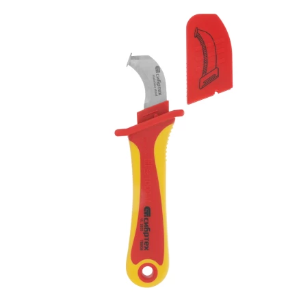 Нож диэлектрический Сибртех до 1000 В, для снятия оплетки электрокабелей 78808 купить в Урае