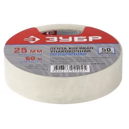 Клейкая лента ЗУБР "МАСТЕР", прозрачная, 25мм х 60м 12031-25