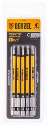Бита T15x100 мм, 5 шт. Denzel 7711329 купить в Урае
