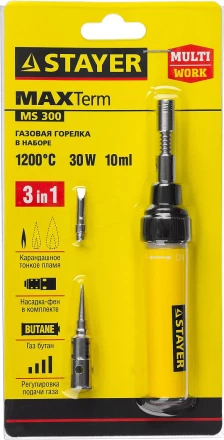 Газовая горелка STAYER &quot;MASTER&quot;, 3в1, регулировка пламени, 2 насадки, 1200С 55506-H4 купить в Урае