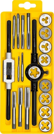 Набор метчиков и плашек STAYER "MASTER", метчикодержатель 1шт, плашкодержатель 1шт, метчики 9шт, плашки 9шт, 20 предметов 28012-H20 купить в Урае