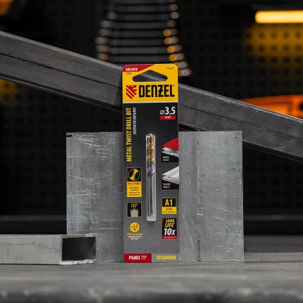 Сверло спиральное по металлу 3,5 x 70 мм, Р6М5, Golden Tip , 2шт. Denzel 718227 купить в Урае