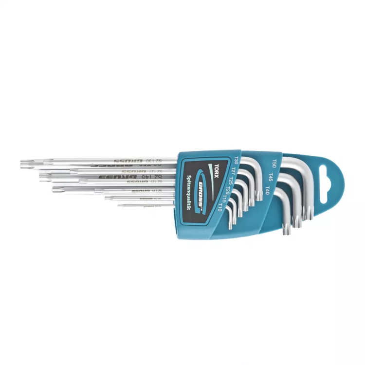 Набор ключей имбусовых TORX-TT T10-T50 экстра-длинные S2 сатинированные 9 шт Gross 16408 купить в Урае