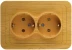 Розетка СВЕТОЗАР &quot;ГАММА&quot; с заземлением, двойная, цвет ольха, 16А/~250В SV-54107-A купить в Урае