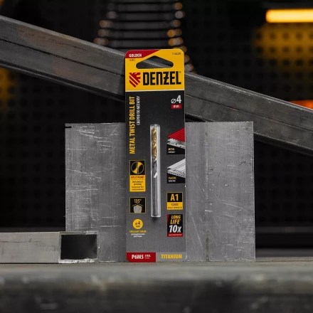 Сверло спиральное по металлу Denzel 4 x 75 мм, Р6М5, Golden Tip, 718229 купить в Урае