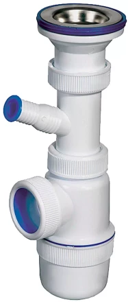 Сифон ЗУБР &quot;ЭКСПЕРТ&quot; колбовый для моек и раковин, выпуск - нержавеющая чашка, отвод для стиральной машины 51817 купить в Урае