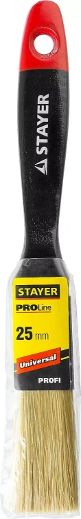 Кисть плоская STAYER "UNIVERSAL-PROFI", светлая натуральная щетина, деревянная ручка, 25мм 0104-025 купить в Урае