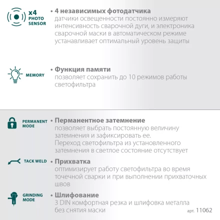 Маска сварщика с автоматическим светофильтром 11062 купить в Урае