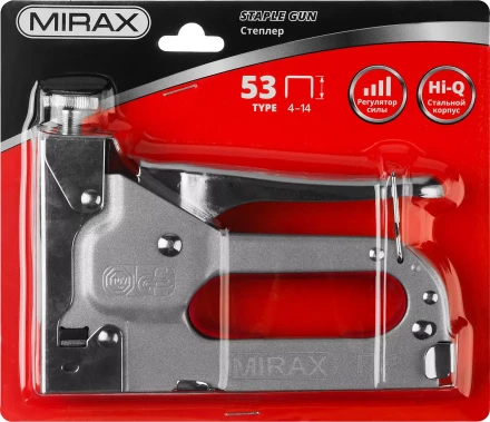 Степлер с регулировкой силы удара, металлический корпус, для тонкой скобы тип 53 (4-14 мм), MIRAX 3144 купить в Урае