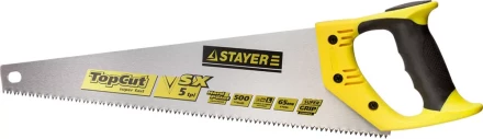 Ножовки по дереву (пила) STAYER TopCut 500 мм, 5 TPI, прямой крупный зуб 5 TPI: быстрый рез поперек волокон, для крупных и средних заготовок 1506-50_z01 купить в Урае