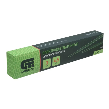 Электроды АНО-21, диам. 3 мм, 4,5 кг., рутиловое покрытие Сибртех 97536 купить в Урае
