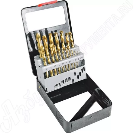 Набор сверл по мет 1,0-10,0мм 19шт желтые, мет. коробка Кратон 1 05 01 014 купить в Урае