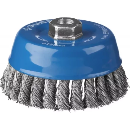 ЗУБР &quot;ПРОФЕССИОНАЛ&quot;. Щетка чашечная для УШМ, плетеные пучки стальной проволоки 0,5мм, 120ммхМ14 35275-120_z02 купить в Урае