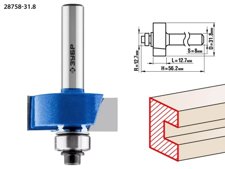 ЗУБР 31.8 x 12.7 мм, хвостовик 8 мм, фреза фальцевая, Профессионал (28758-31.8) купить в Урае